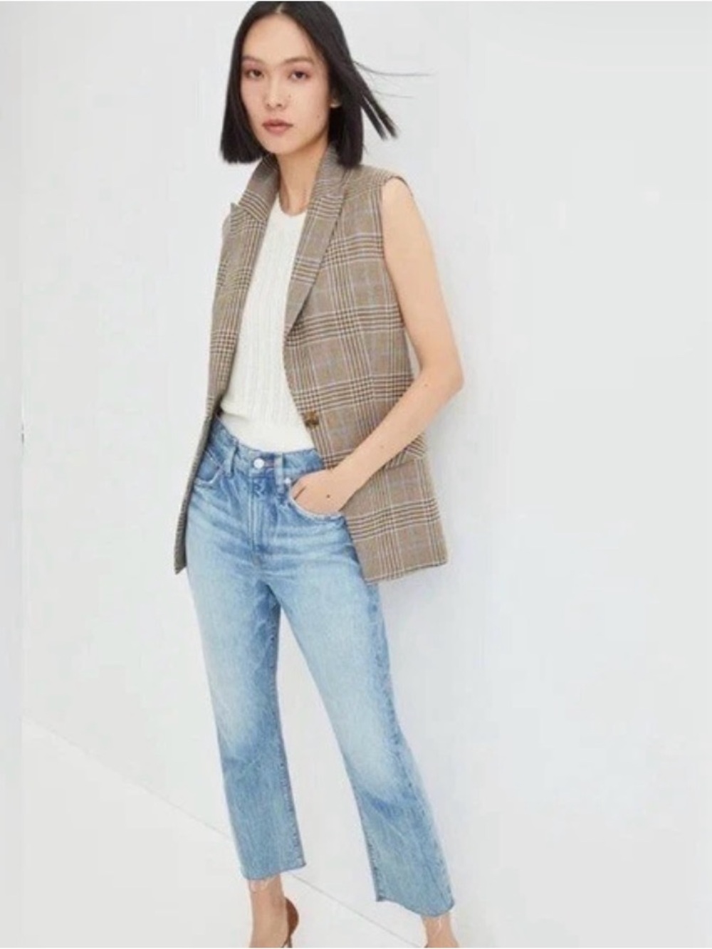 Veronica Beard Plaid Keaton Dickey Jacket Vest Large